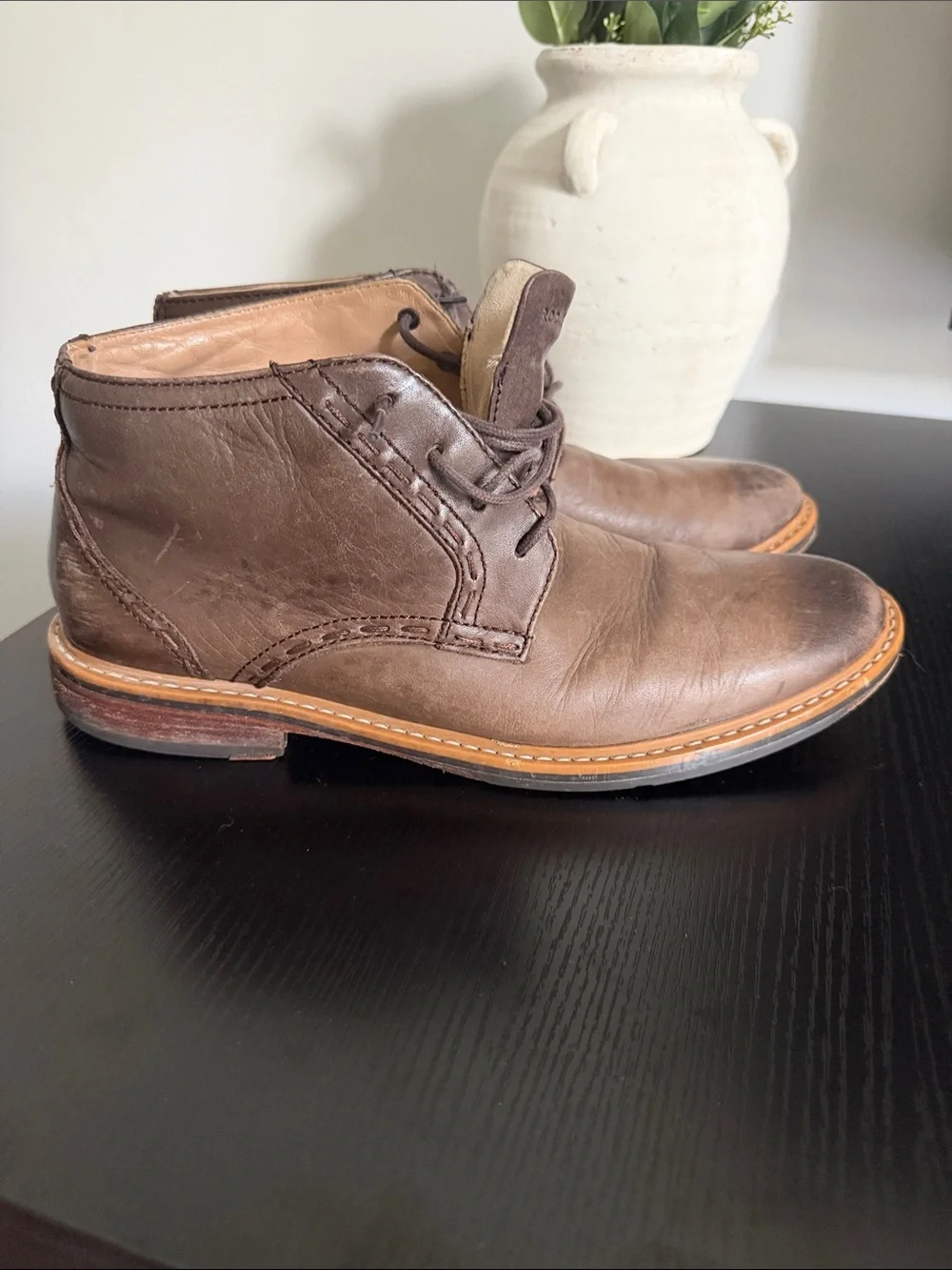 Rockport Brown Leather Chukka Boots with Tan Welt